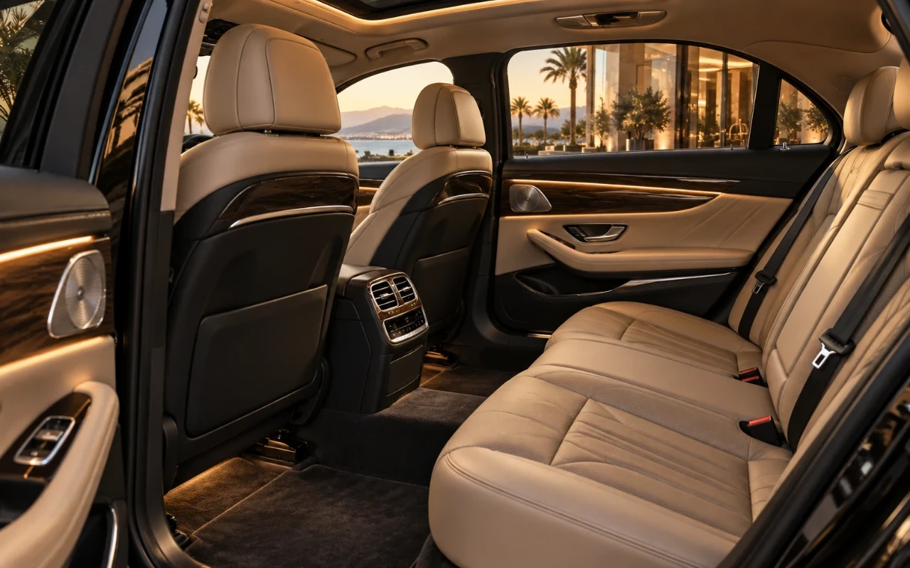 Business sedan deri arka koltukları ve geniş diz mesafesi